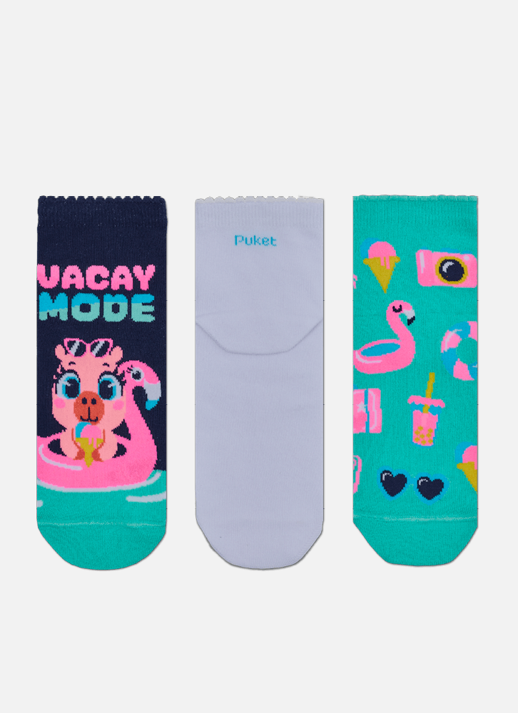 Kit com 3 Meias Cano Micro Feminina Capivara