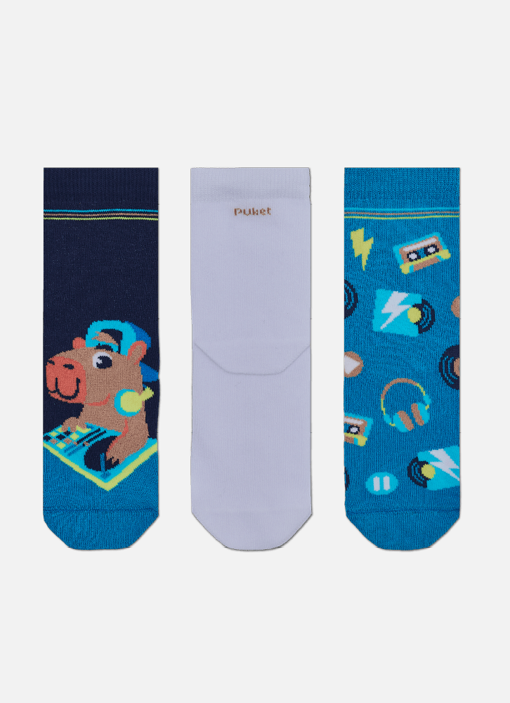 Kit com 3 meias Menino Capivara DJ