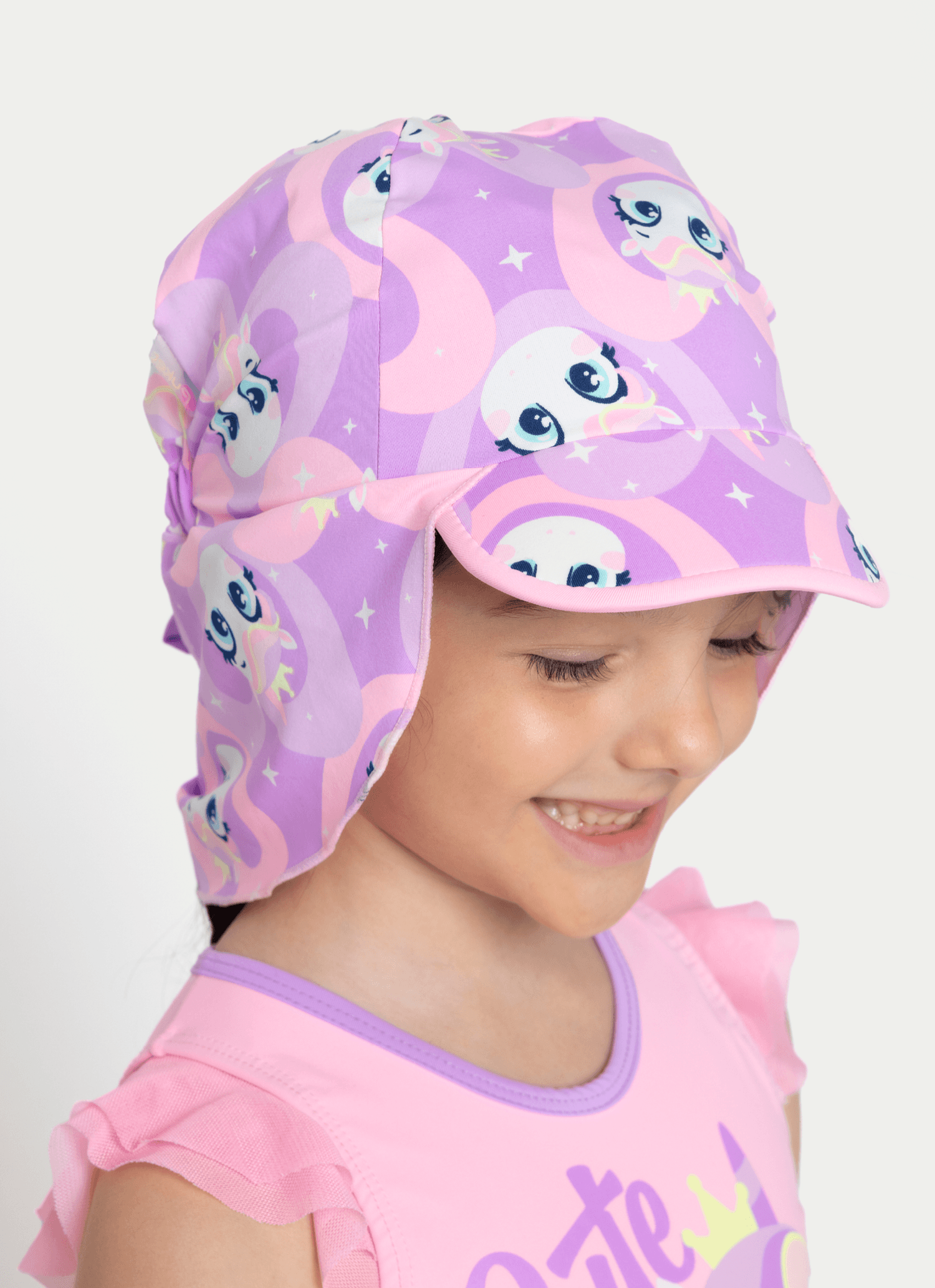 Chapéu com Proteção Solar Menina Unicórnio Diamante