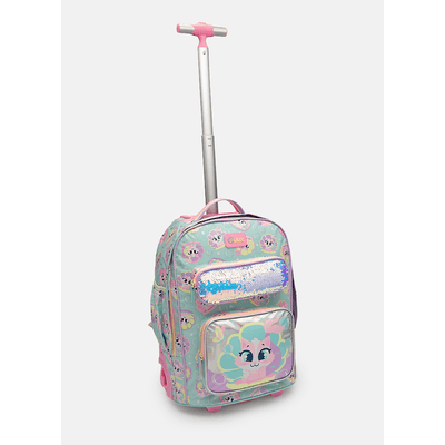 Mochila com Rodinha Grande Paetê Gata Sereia