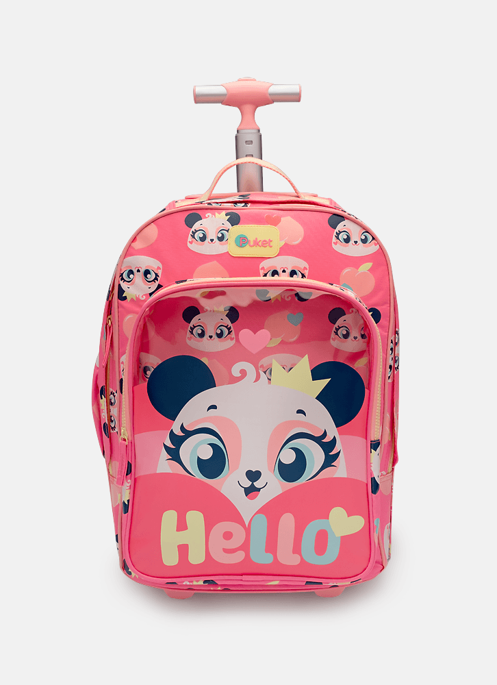 Mochila com Rodinha Grande Panda Romântico