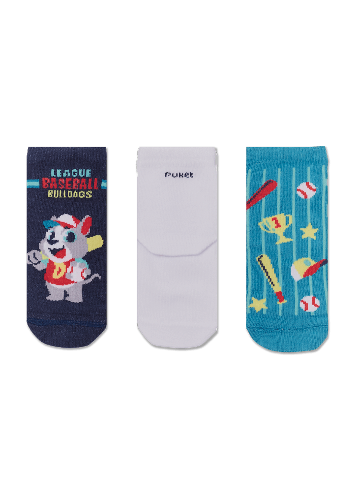 Kit com 3 Meias Cano Curto Bebê Menino Bulldog