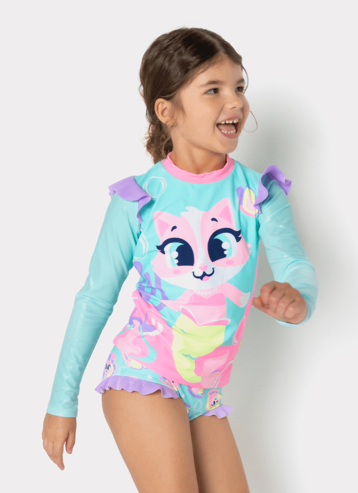 Conjunto Camiseta e Calcinha Menina Gata Sereia