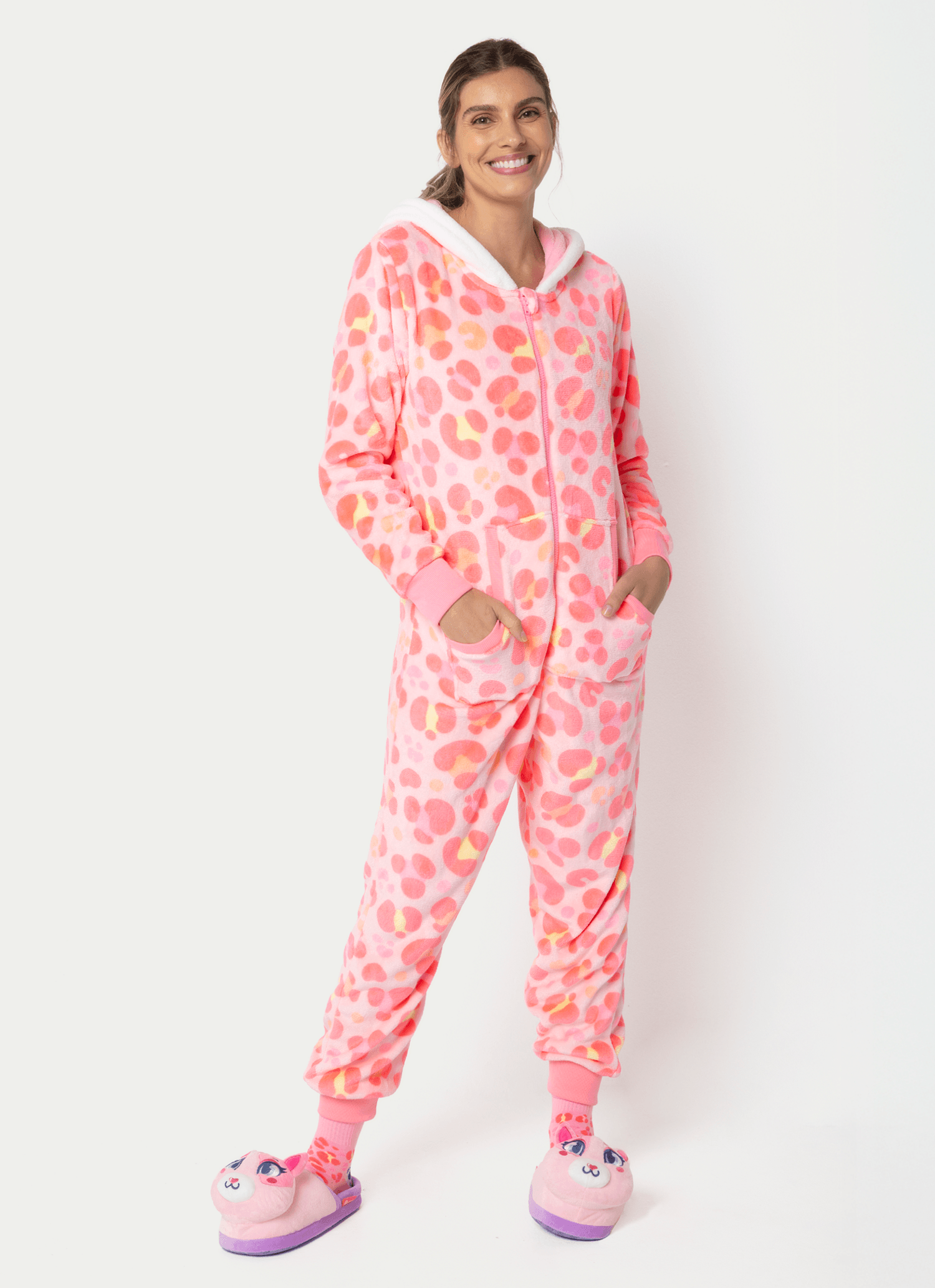 Macacão Manga Longa Soft Feminino Gata Cereja
