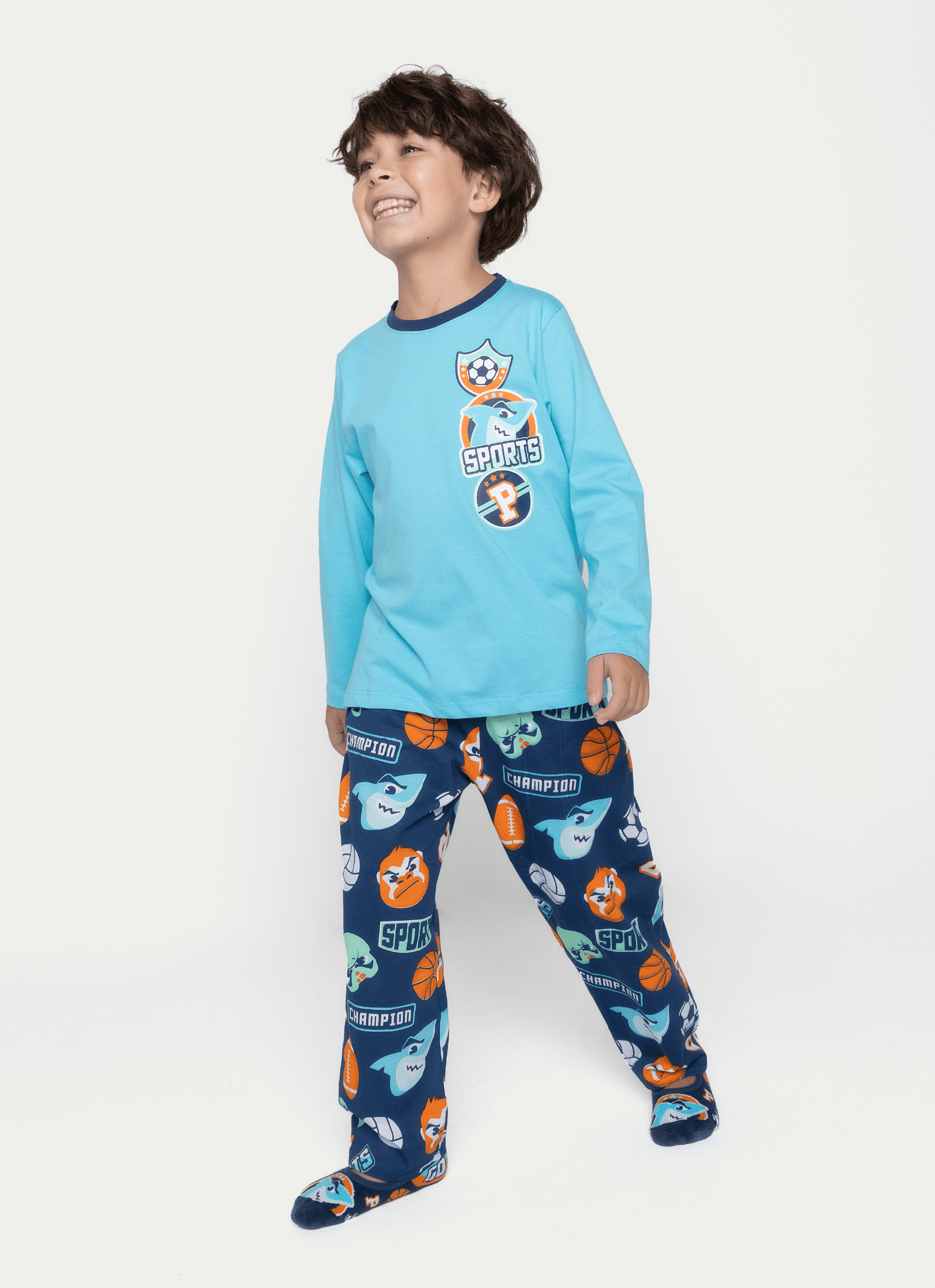 Pijama Manga Longa Algodão Menino Tuba Futebol