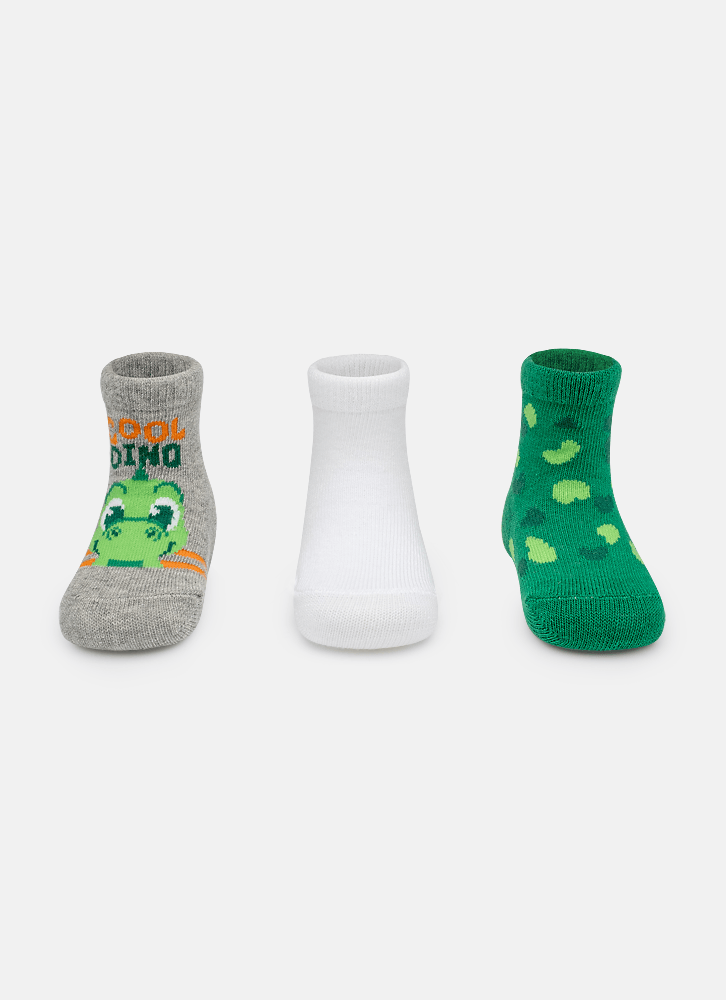 Kit com 3 meias Bebê Menino Dino