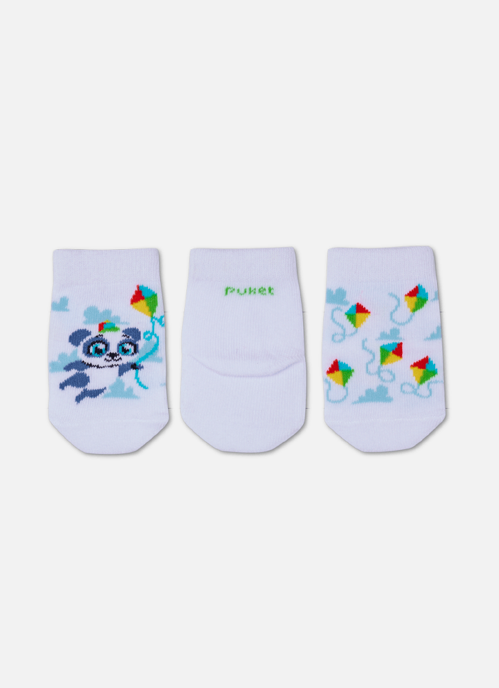 Kit com 3 meias Bebê RN Menino Panda
