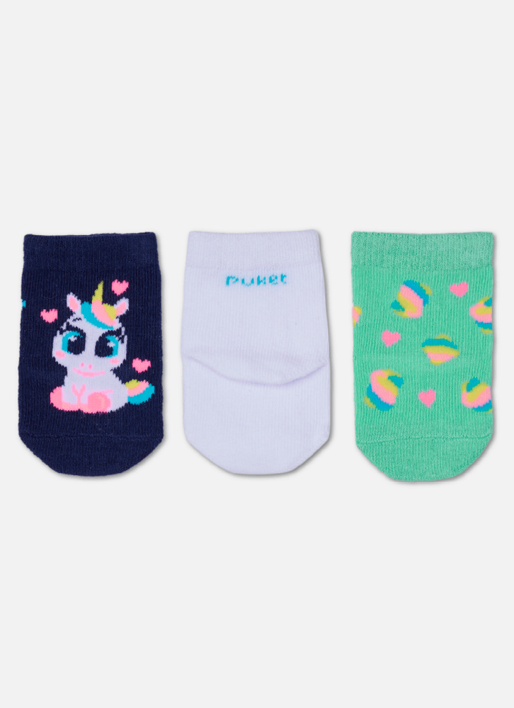 Kit com 3 meias Bebê Menina Unicórnio