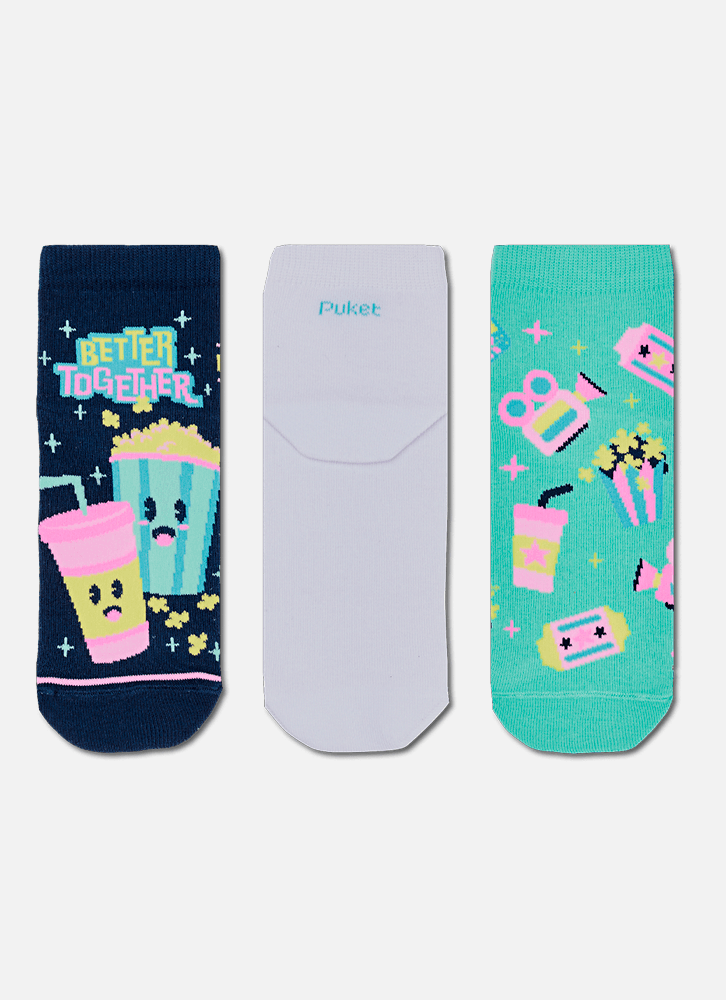 Kit com 3 meias Feminina Cinema