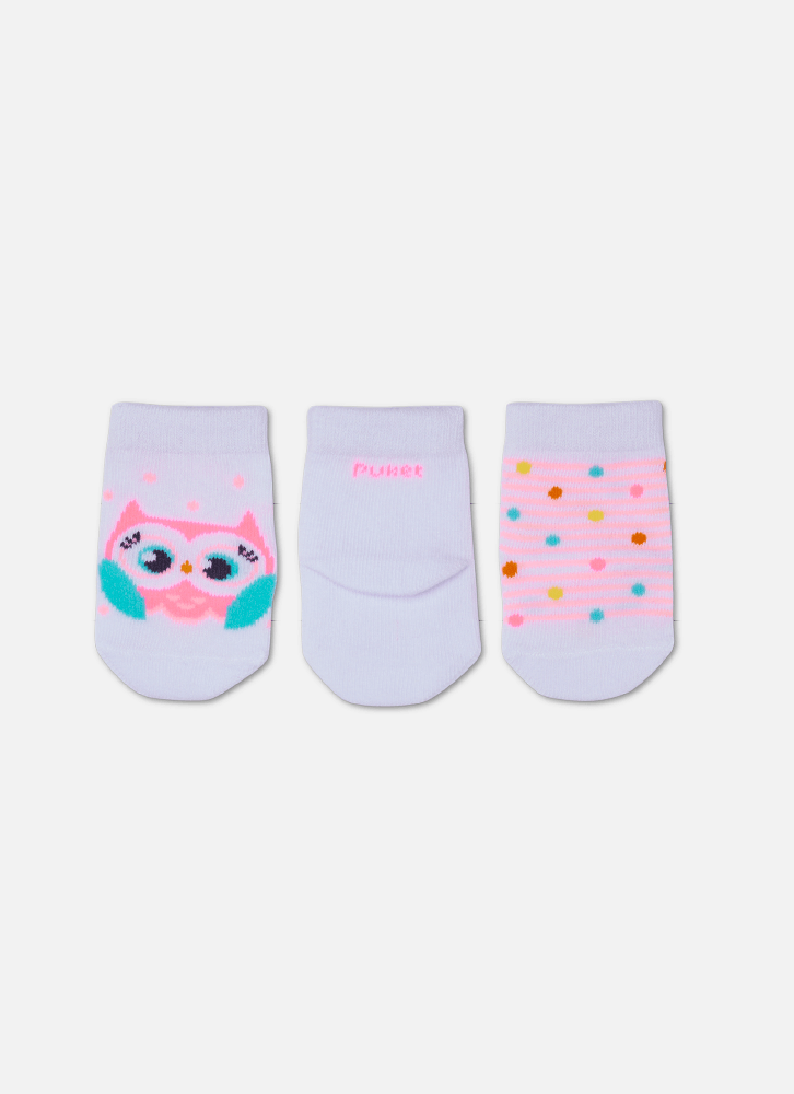 Kit com 3 meias Bebê RN Menina Coruja