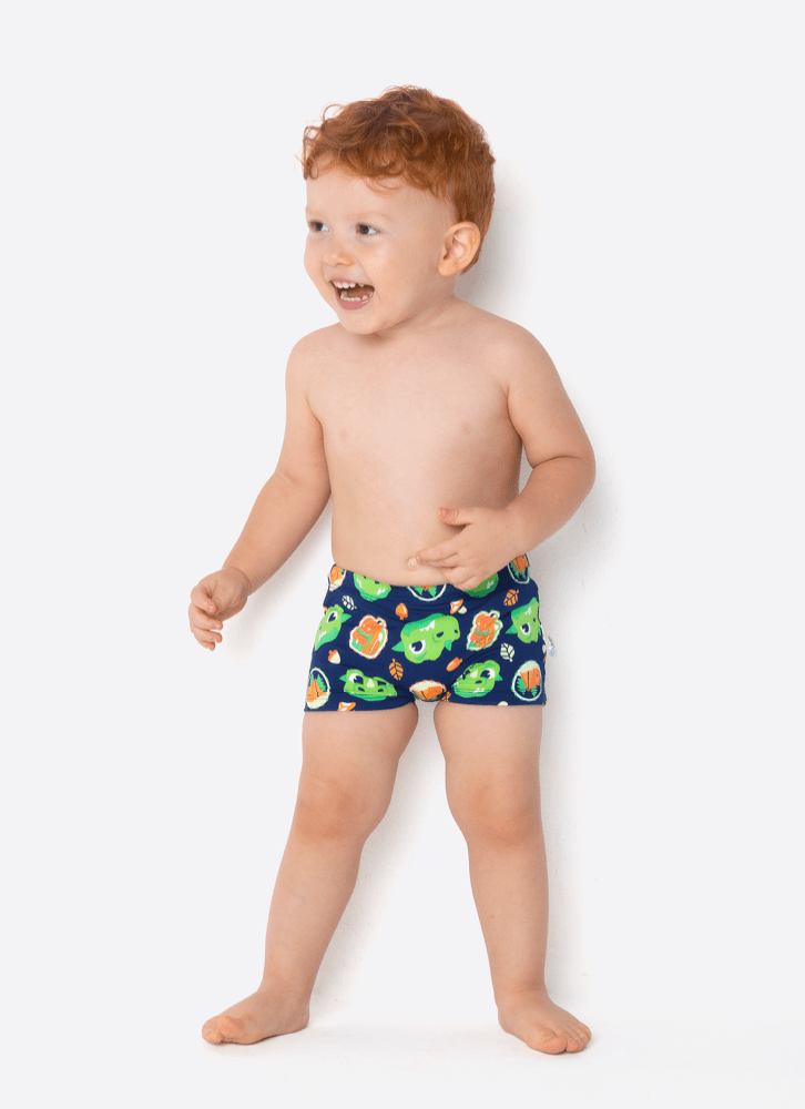 Sunga Boxer Bebê Menino Com Proteção Solar Dragão Camping
