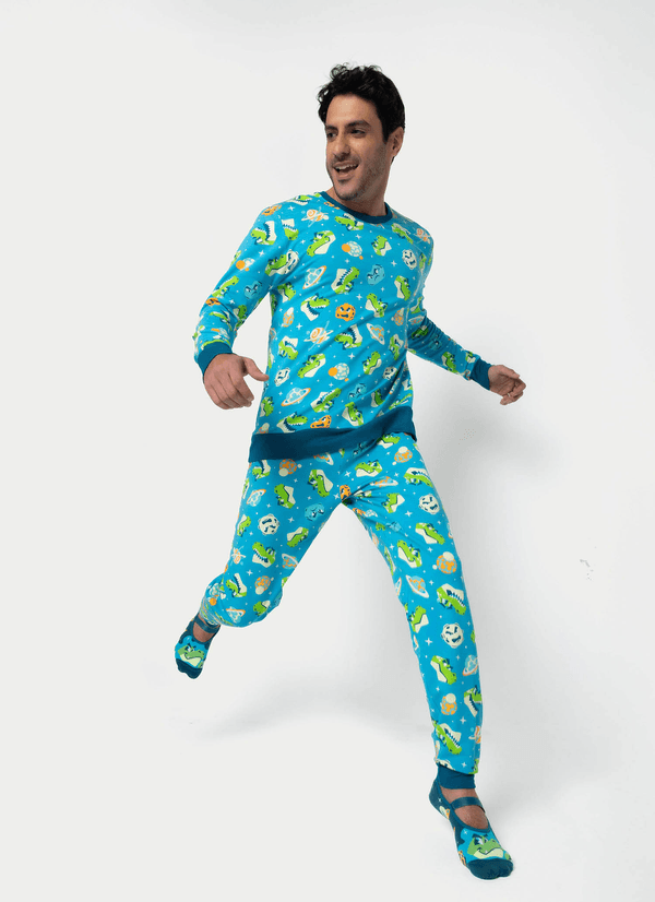 Pijama Manga Longa Ultra Visco Masculino Dino Astronauta P