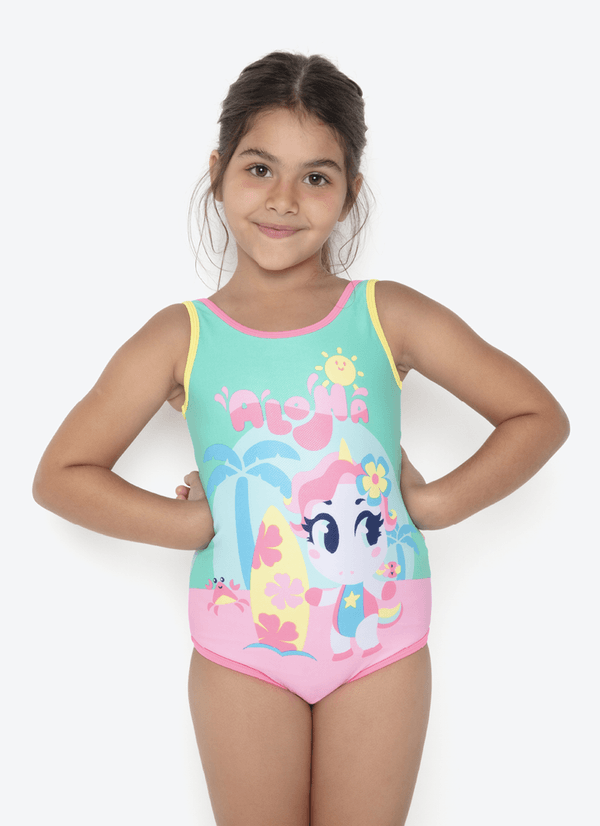 Maiô Menina Unicórnio Aloha 6