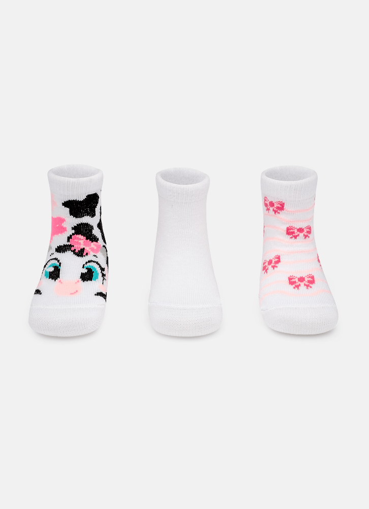 Kit com 3 meias Bebê Menina Vaca