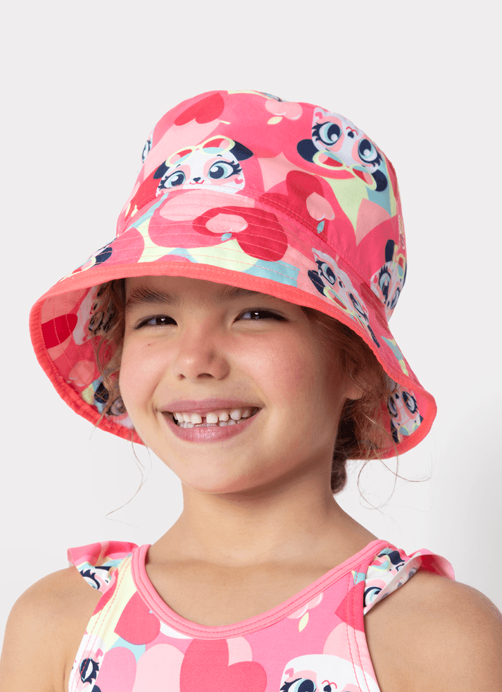 Chapéu Bucket Menina Panda Romântico
