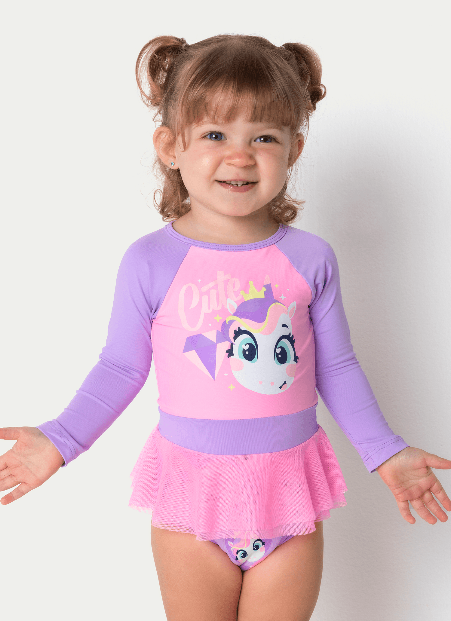 Maio Manga Longa Menina 1/2 Anos Unicórnio Diamante