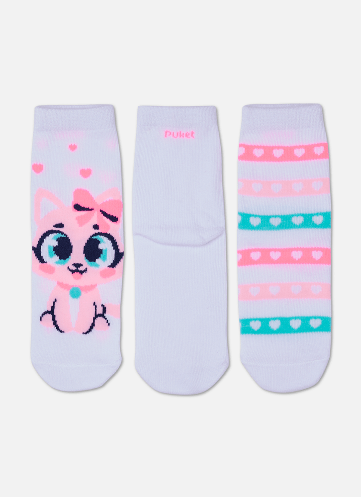 Kit com 3 meias Menina Gata