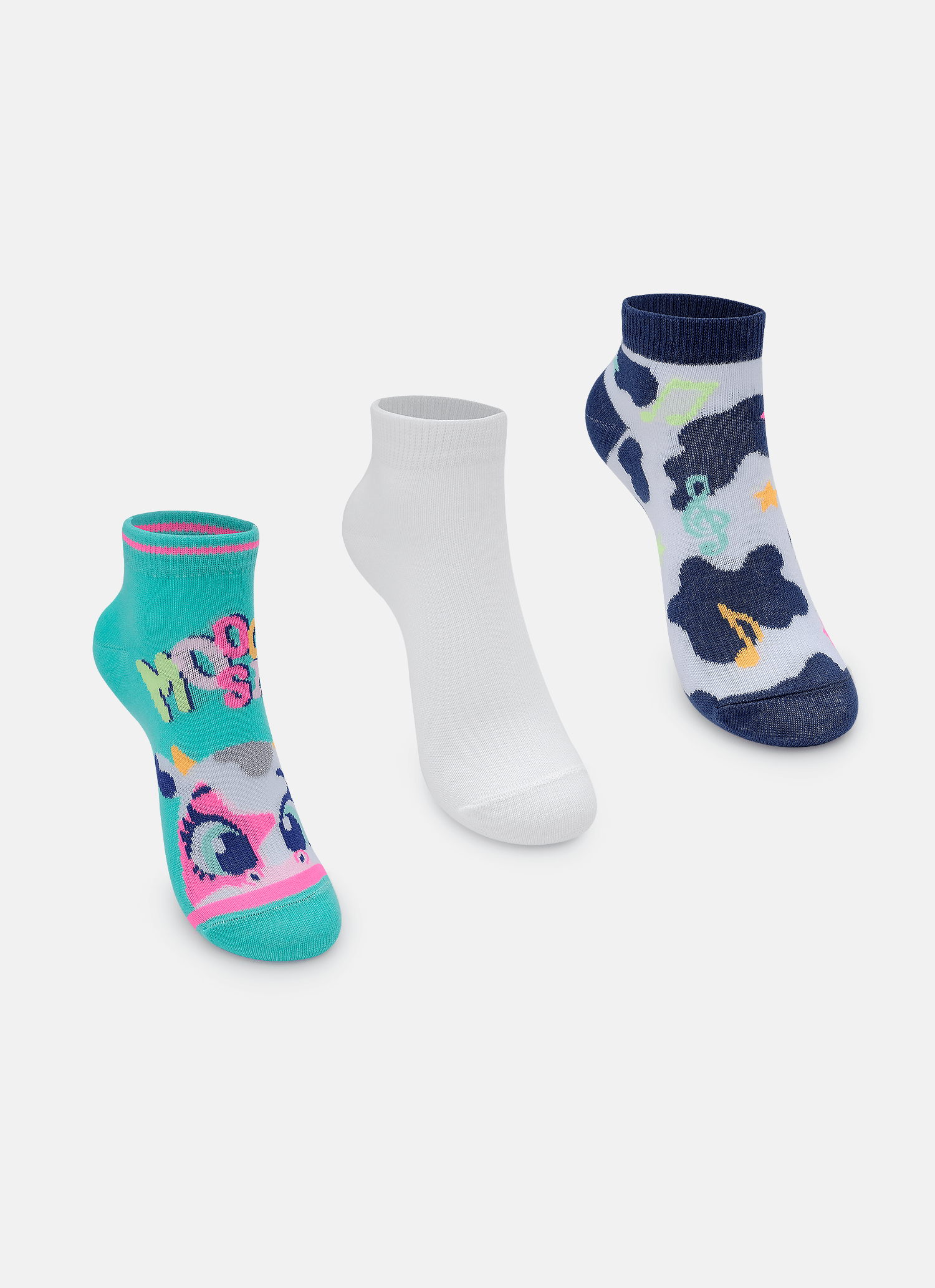 Kit com 3 Meias Cano Micro Meninca Vaca Moosic