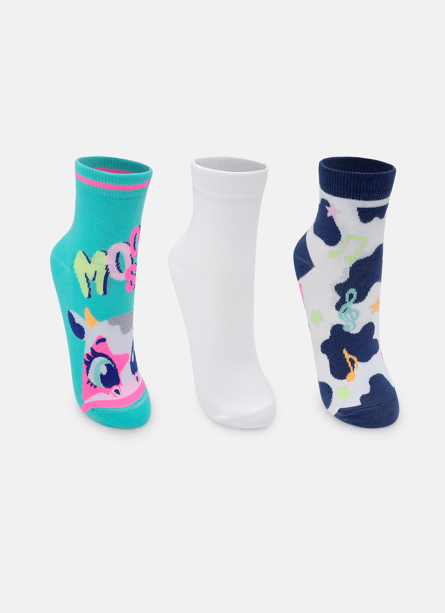 Kit com 3 Meias Cano Micro Feminino Vaca Moosic