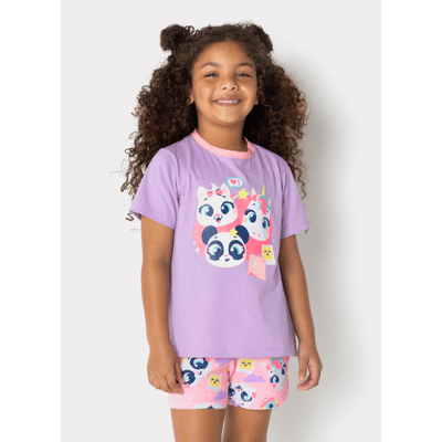Pijama Manga Curta Algodão Menina Multibichos Best Friend