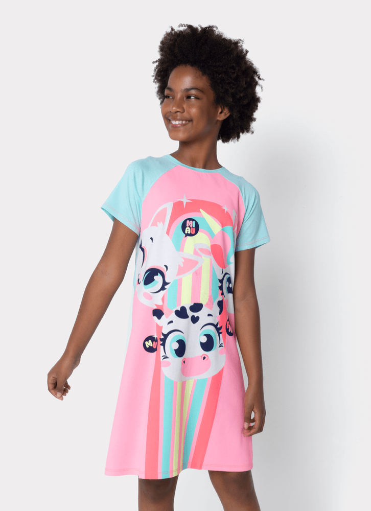 Camisola Manga Curta Viscolycra Menina Teen Multibichos BFF