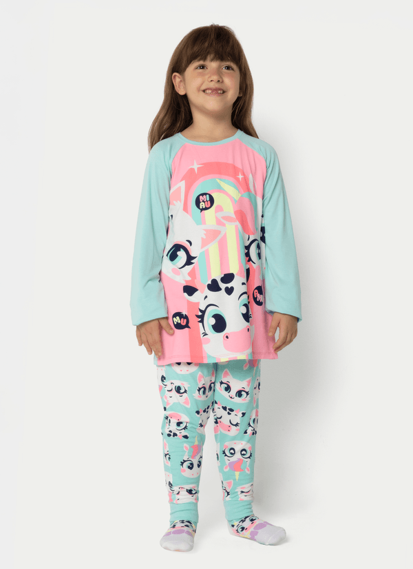 Pijama Manga Longa Viscolycra Menina Multibichos BFF 4
