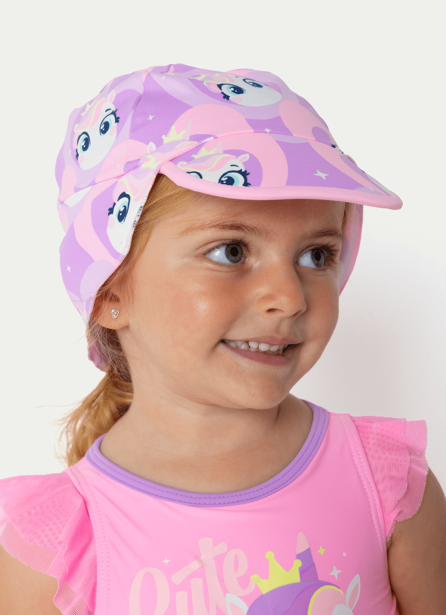 Chapéu com Proteção Solar Bebê Menina Unicórnio Diamante
