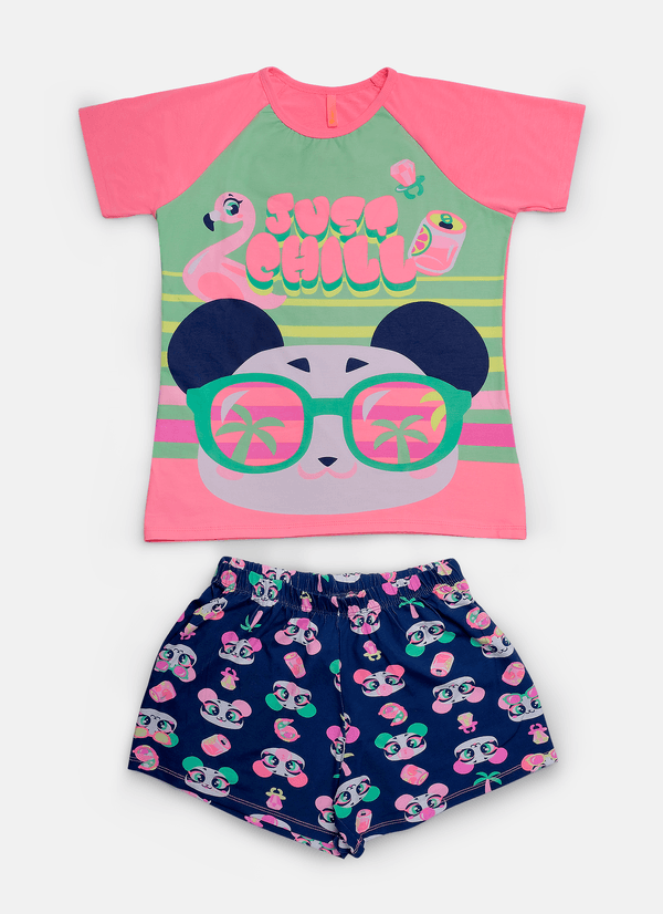 Pijama Manga Curta Viscolycra Feminino Panda Miami P