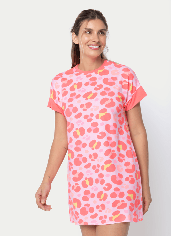 Camisola Manga Curta Viscolycra Feminina Gata Cereja PP