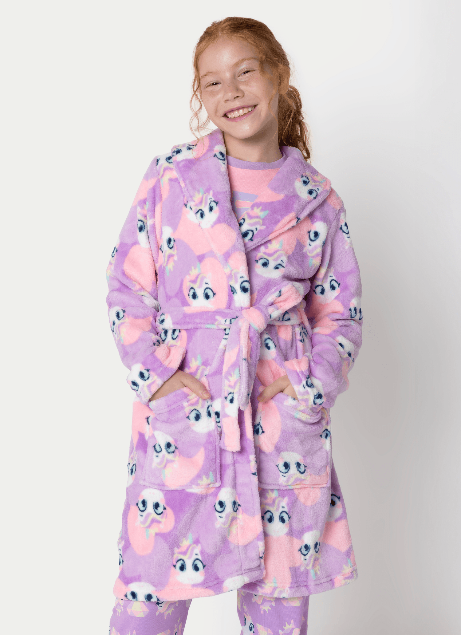 Roupão Manga Longa Soft Menina Teen Unicórnio Diamante