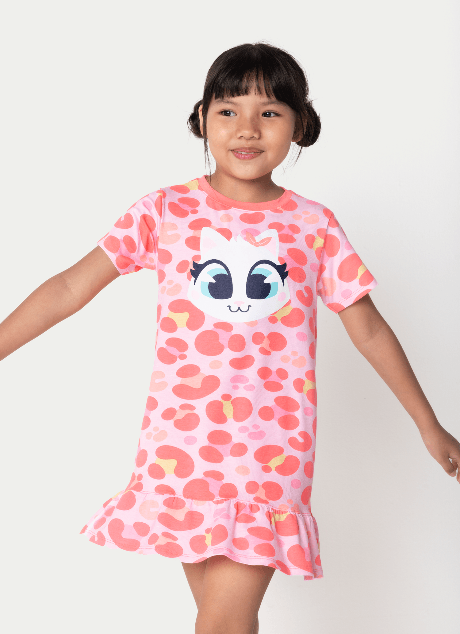 Camisola Manga Curta Viscolycra Menina Gata Cereja