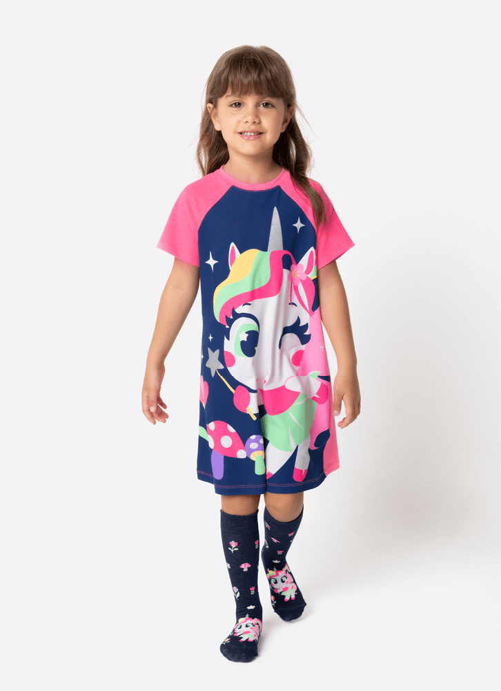 Camisola Manga Curta Menina Unicórnio Encantado