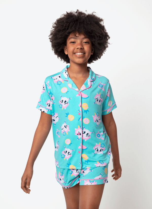 Pijama Manga Curta Viscolycra Menina Teen Unicórnio Aloha 14