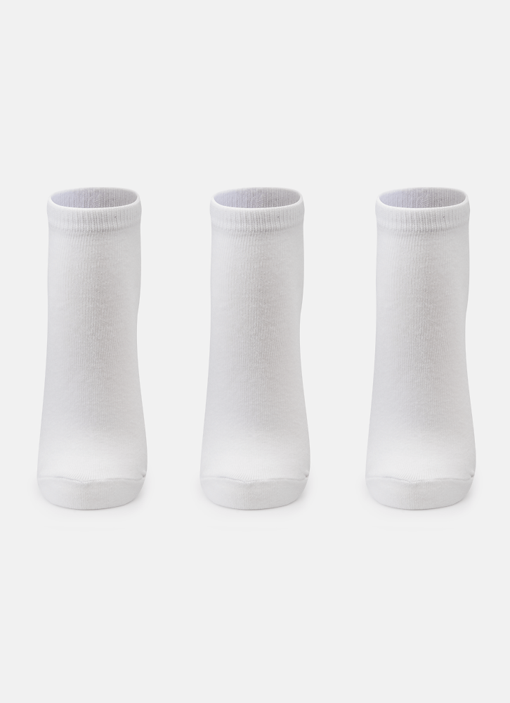 Kit com 3 Meias Cano Curto Unissex Adulto Lisas