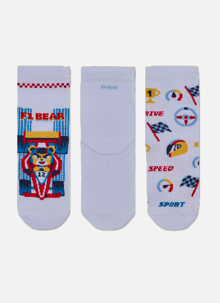 Kit com 3 Meias Cano Curto Menino Urso Corredor