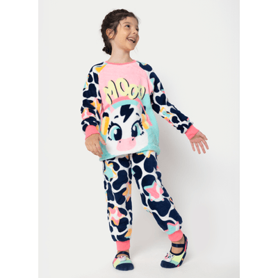 Pijama Manga Longa Soft Menina Vaca Moosic