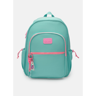 Mochila Costas Média Verde Água e Rosa
