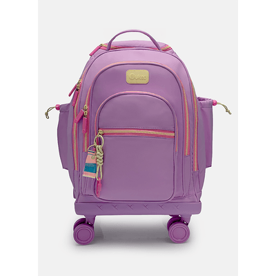 Mochila com Rodinha 360 Lilás e Amarelo