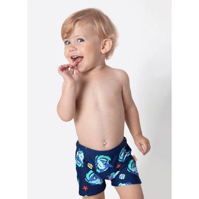Sunga Boxer com Proteção Solar Bebê Menino Tubarão Aloha