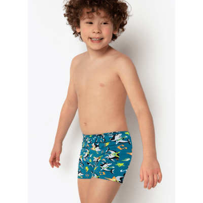 Sunga Boxer com Proteção Solar Bebê Menino Tubarão Rockstar