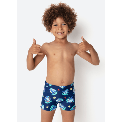 Sunga Boxer com Proteção Solar Menino Tubarão Aloha