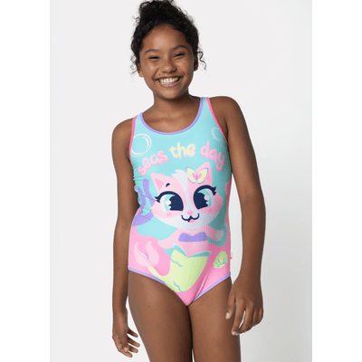 Maiô com Proteção Solar Menina Teen 10/12 anos Gata Sereia