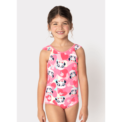 Maiô com Proteção Solar Menina Panda Romântico