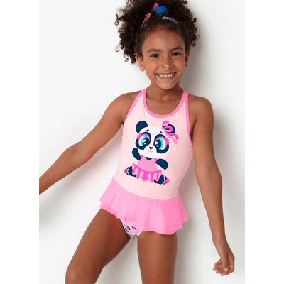 Maiô com Proteção Solar Menina Panda Ballet