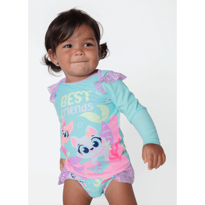 Conjunto Camiseta e Calcinha com Proteção Solar Bebê Menina Pet Sereia