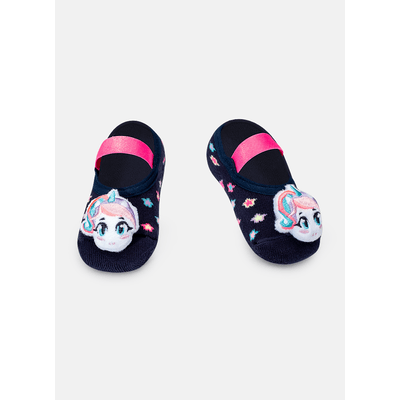 Meia Sapatilha Antiderrapante com Aplique de LED Bebê Menina Unicórnio Kawaii