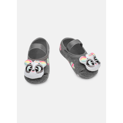 Meia Sapatilha Antiderrapante com Aplique de LED Bebê Menina Panda Summer