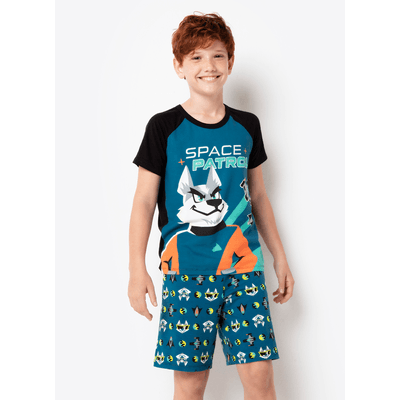 Pijama Manga Curta Viscolycra Menino Lobo Space