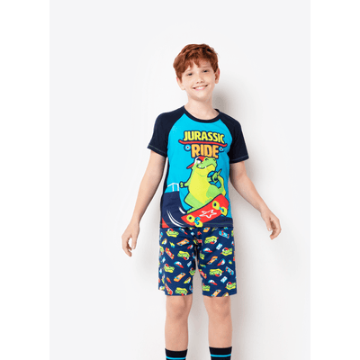 Pijama Manga Curta Viscolycra Menino Dinossauro Skate
