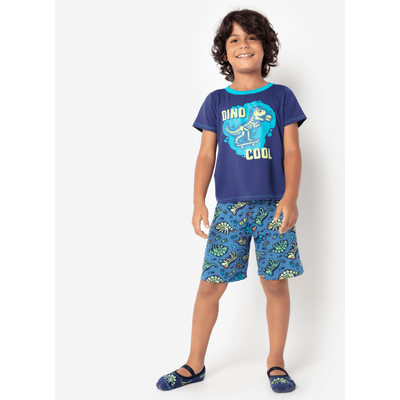 Pijama Manga Curta Viscolycra Menino Dinossauro Fósseis